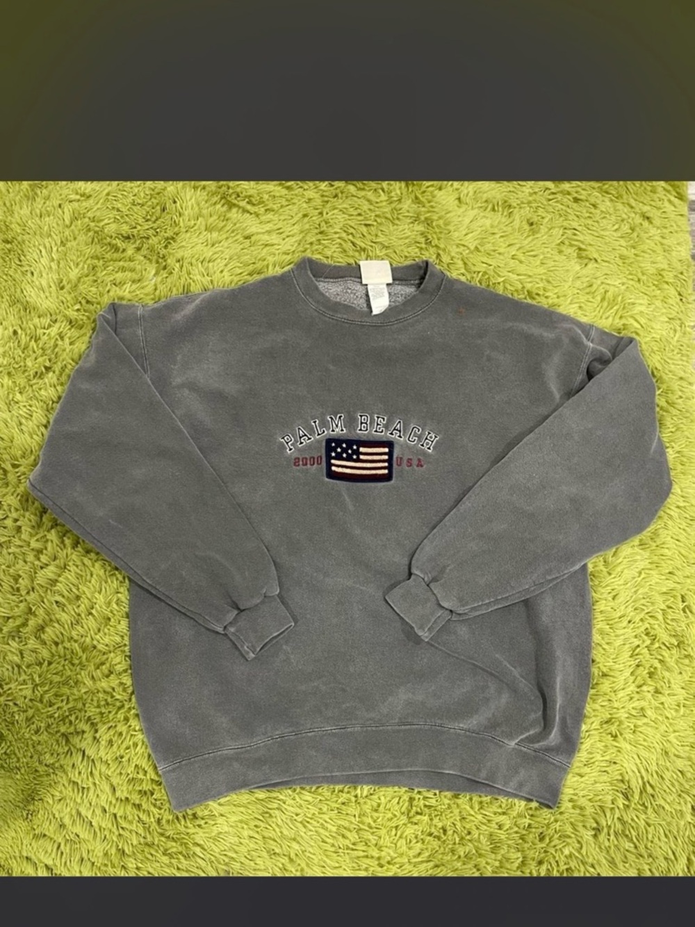 Grey Crewneck Sweatshirt with Flag Embroidery